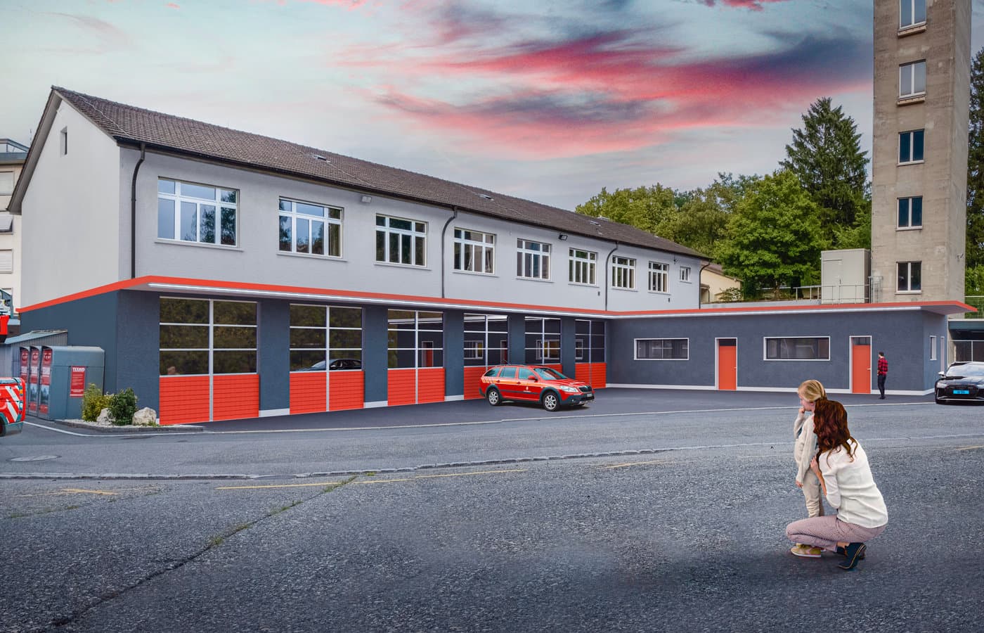 Visualisierung eines Feuerwehrgebäudes